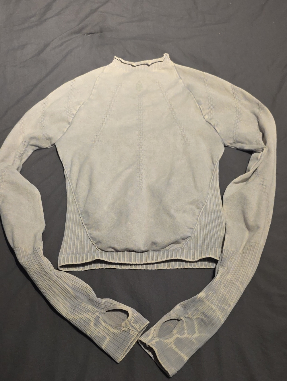 Free People Light Gray Ribbed Hem Athletic Top